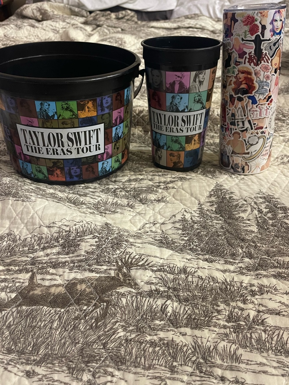 Taylor Swift Multicolor Eras Tour Popcorn Bucket, Cup & Sticker Tumbler Set